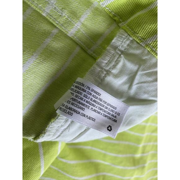 VICTOR GLEMAUD Women Straight Striped Jeans Lime Green & White Size 6 - Picture 7 of 7